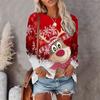 Cartoon Christmas Deer T-shirt moda donna manica lunga Autunno Inverno Street Hip Hop Pullover Top girocollo T-shirt natalizie