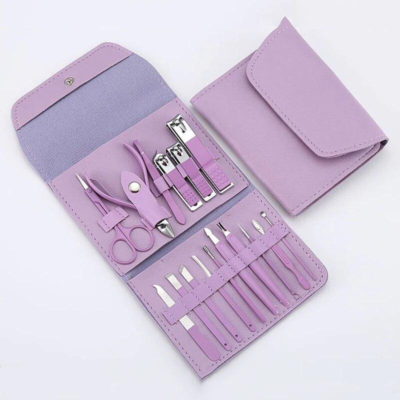 16pcs Nail Cutter Set Stainless Steel Nail Clippers Set With Folding Bag Manicure Cutter Kits Scissors Beauty Tool