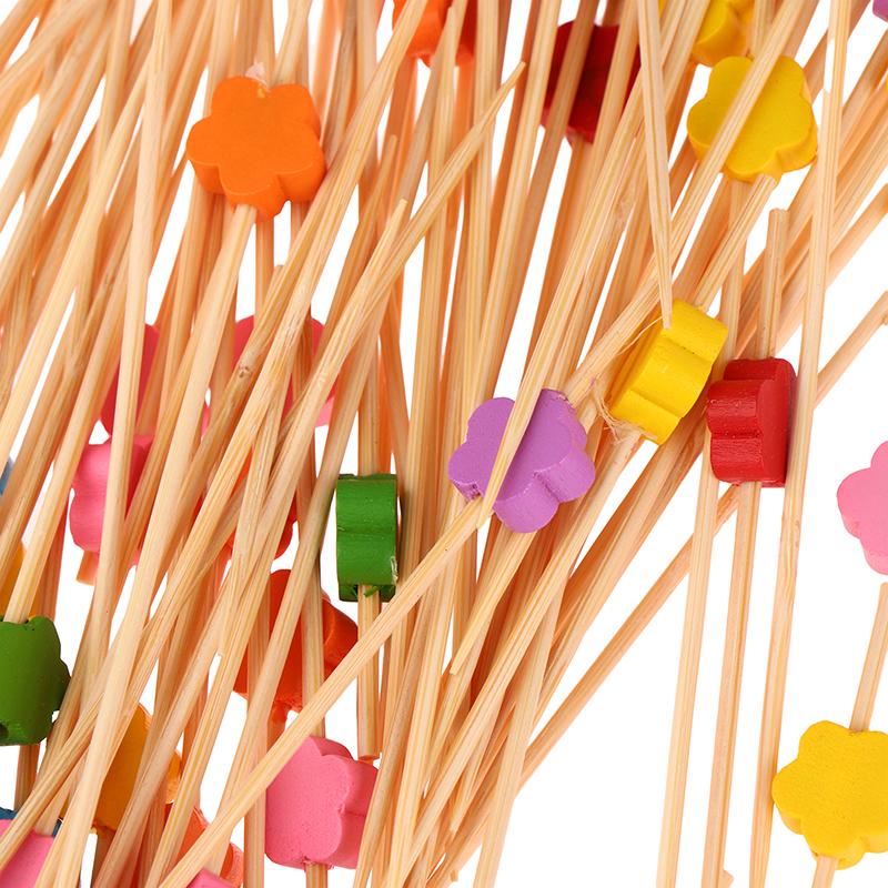 100Pcs Cute Plum Bamboo Skewers Food Cocktail Picks Buffet Fruit Cupcake Fork Sticks Party Table Decor Supplies