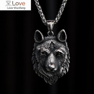 Вінтажне сріблясте намисто з підвіскою «Голова вовка вікінга» з нержавіючої сталі 316l Норвезьке намисто з амулетом вікінгів Чоловіки Жінки Подарункові ювелірні вироби
