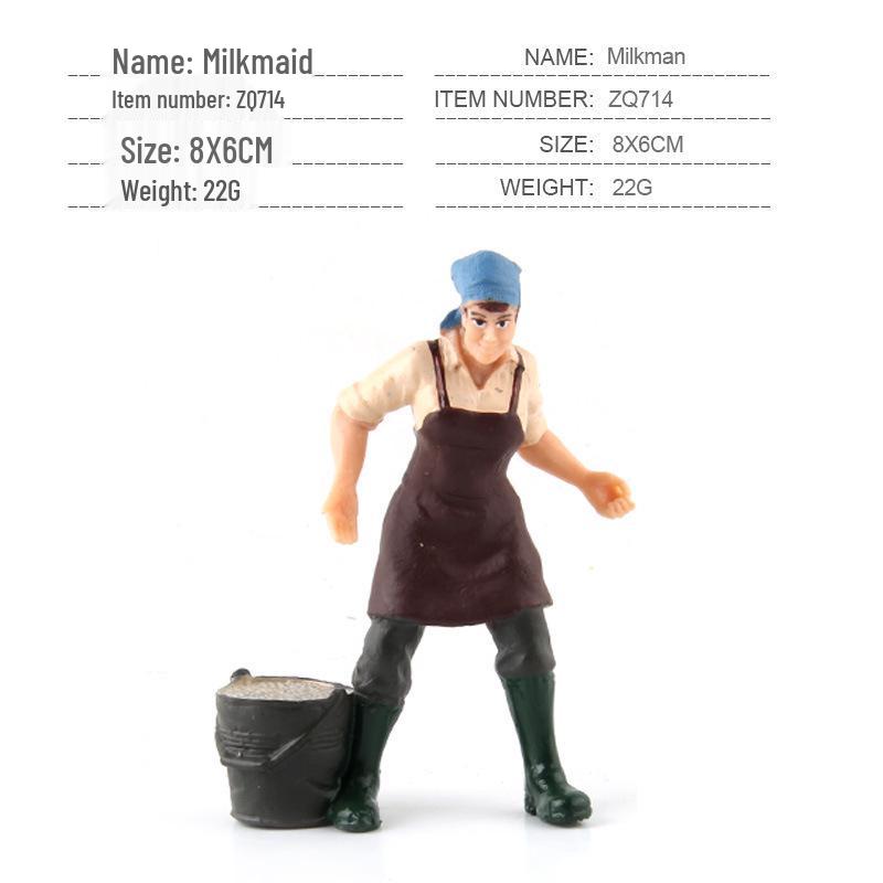Cross-Border Farm Scene Worker Doll: Female Farmer with Shovel Ornament for Model Landscaping