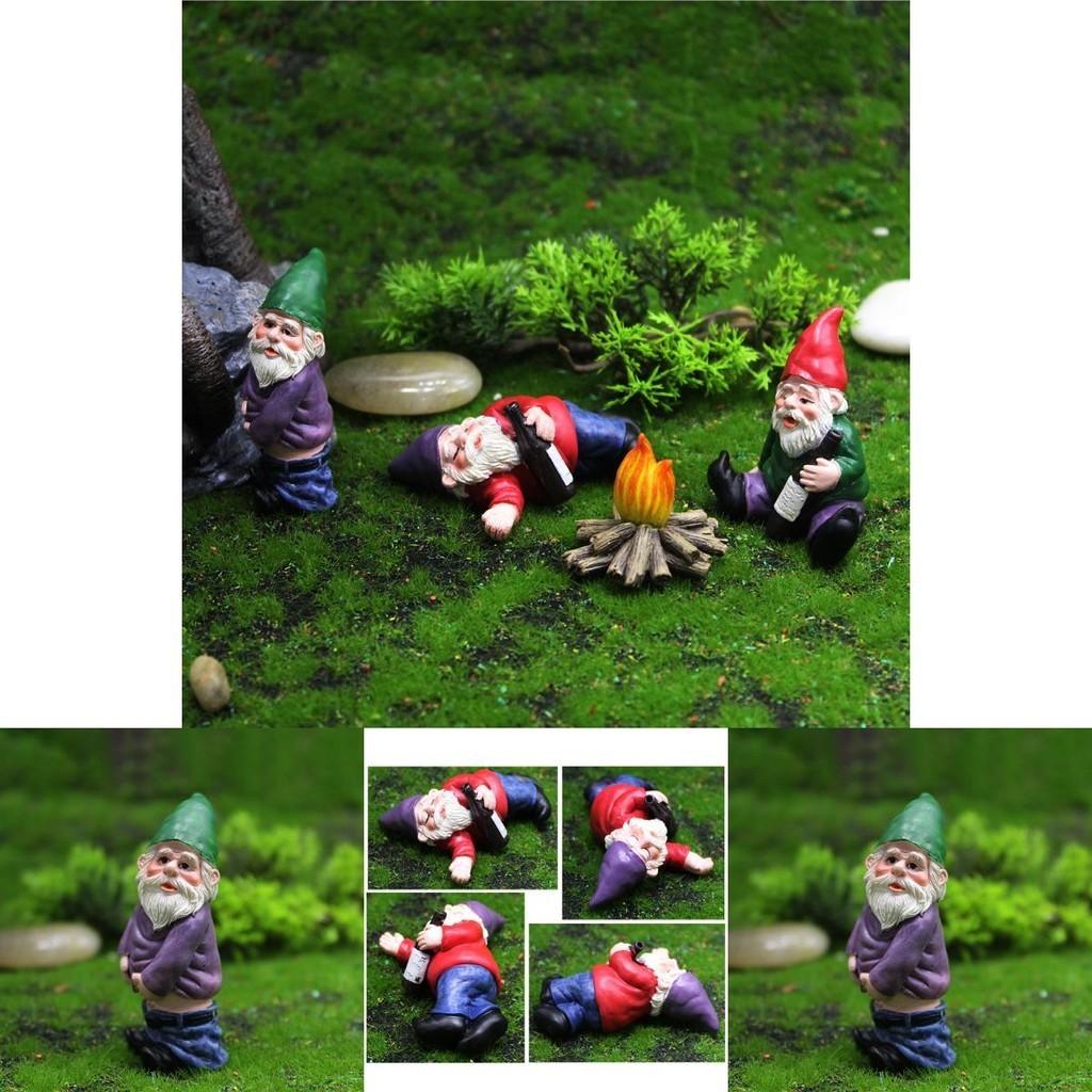 Set Of 4pcs Miniature Naughty Gnome Statues For Whimsical Garden Decor And Fun