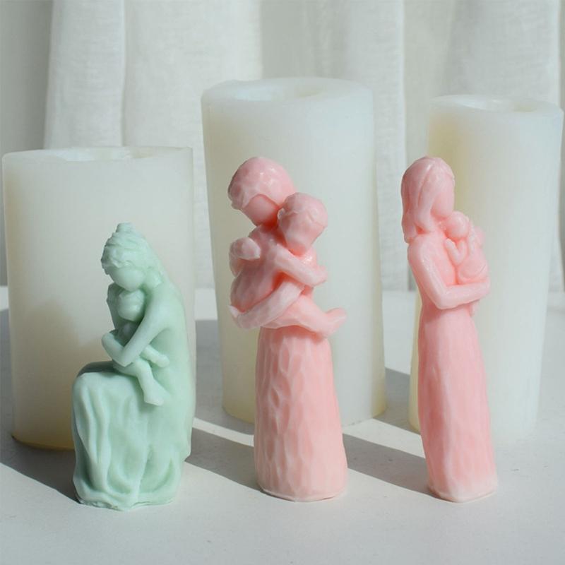 Mother Hug Kid Candle Mold Silicone Craft Mold Silicone Texture Hand-Making Tool for DIY Hand-Making Candle Soap Crafts