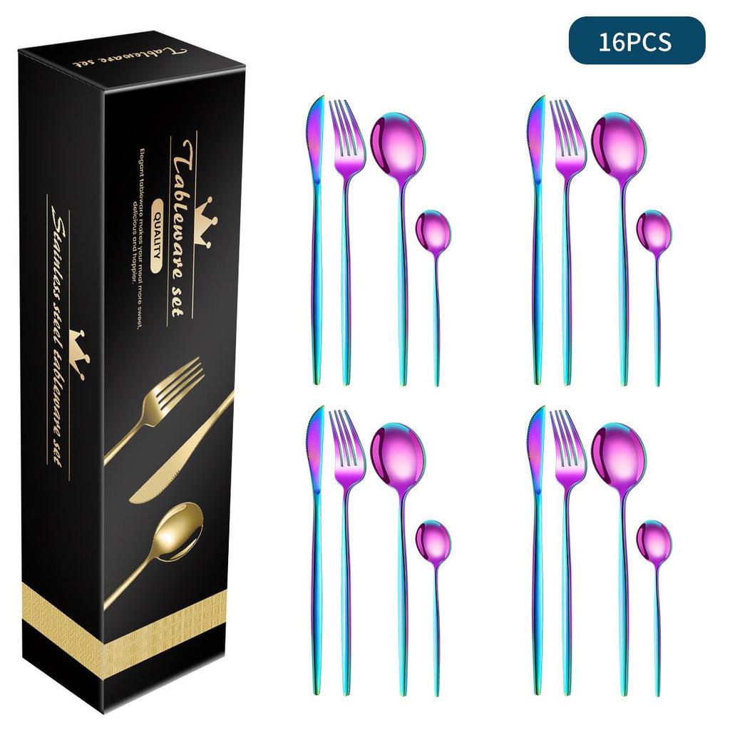 Stainless Steel Cutlery Set: 16/24-Piece Steak Knives, Forks, Spoons In Gift Box