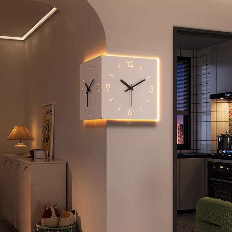 Modern Double-sided Corner Wall Clocks Luxury Clock Watch Creative Living Room Design Clocks Minimalist Watches Home Furniture
