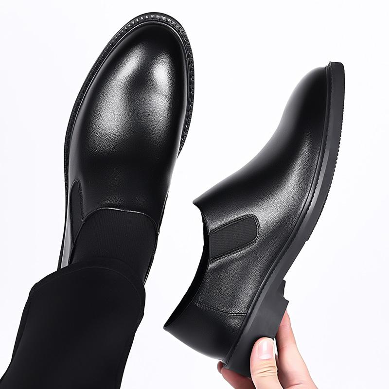 Men Business Dress Leather Shoes Spring Autumn Leisure Genuine Leather Breathable Soft Sole Ightweight Driving Boots Office Work