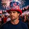 Retro Style Top Hat American Flag Hat, Uncle Costume for 4th of July, Bald Eagle Red White Blue Patriotic Party Decoration Adults, Independence