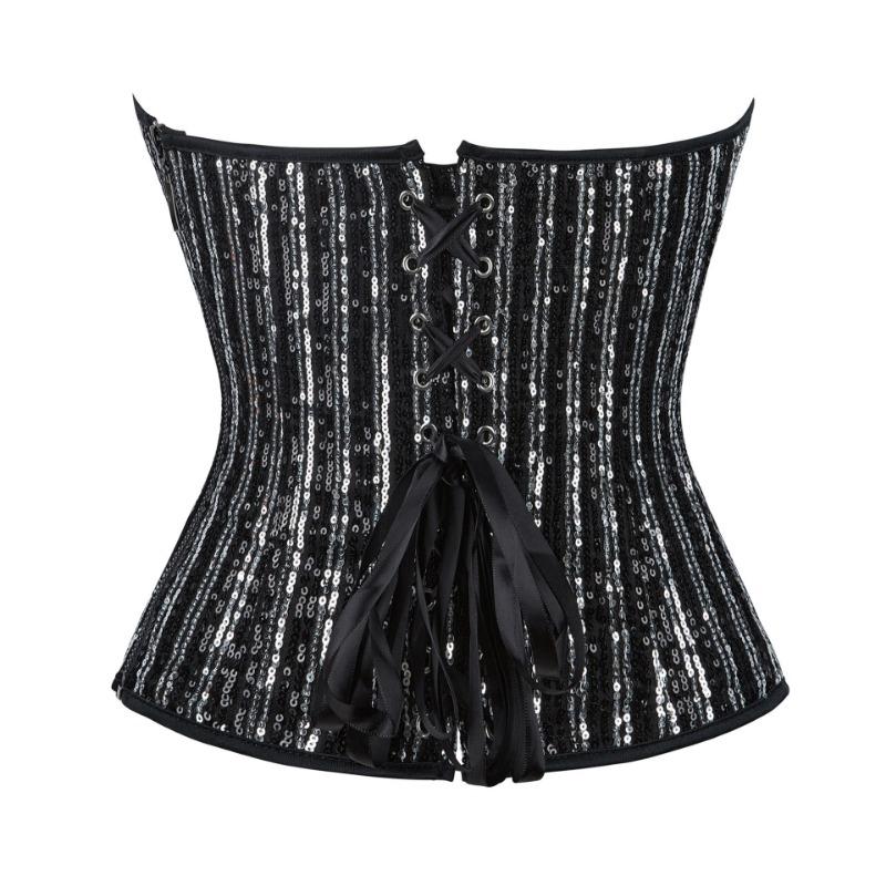 Pailletten Strapless Corset Top Hartvormige Halslijn Met Baleinen Bustier Taille Trainer voor Vrouwen