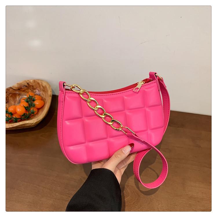 Trendy City Minimalist Grid Embossed Shoulder Bag For 2023 Fall/winter Season