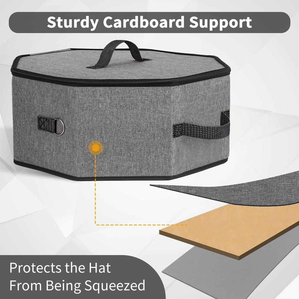 Foldable Dustproof Denim Hat Box for Travel - Large Capacity Storage