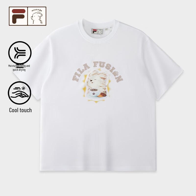 FILA FUSION Doodle Dog Co-branded Unisex Loose T-Shirt