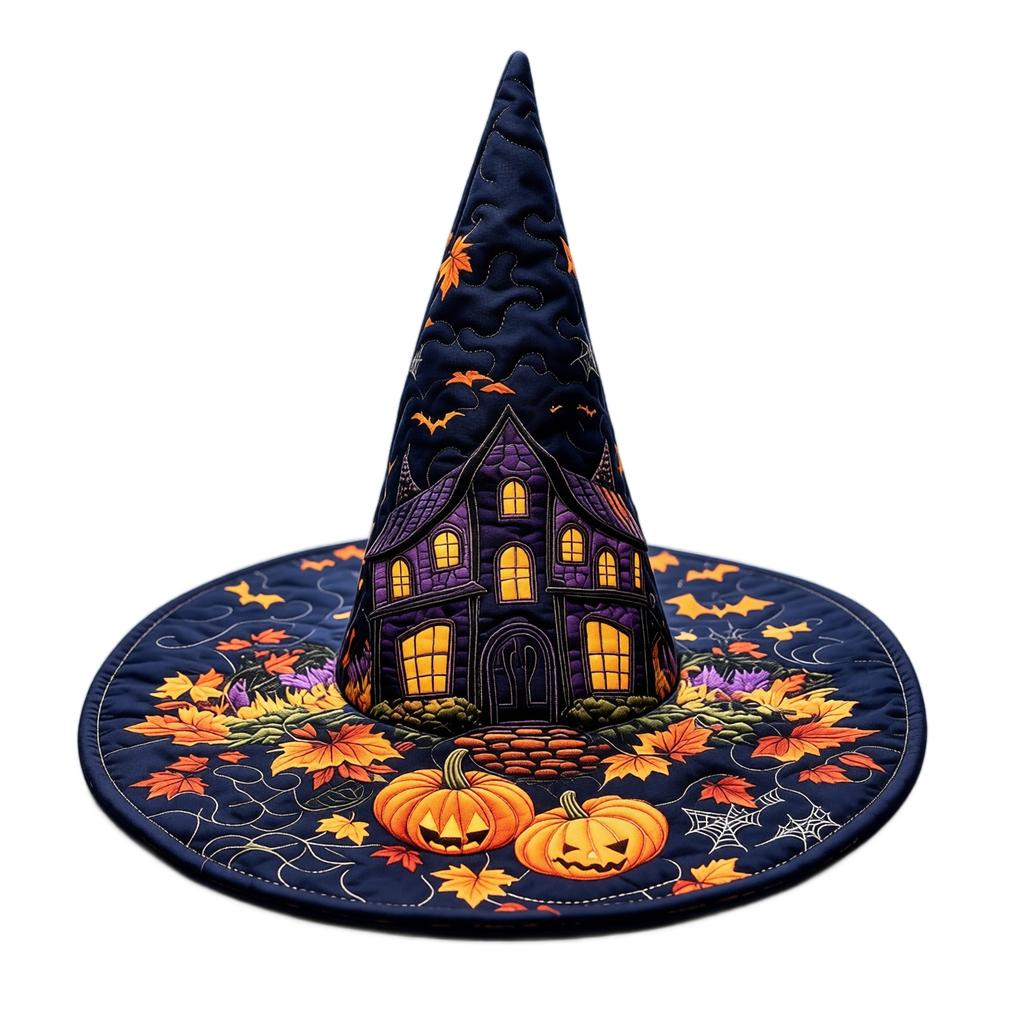 Halloweenský čarodějnický klobouk s 3D digitálním potiskem, Párty kostýmový doplněk