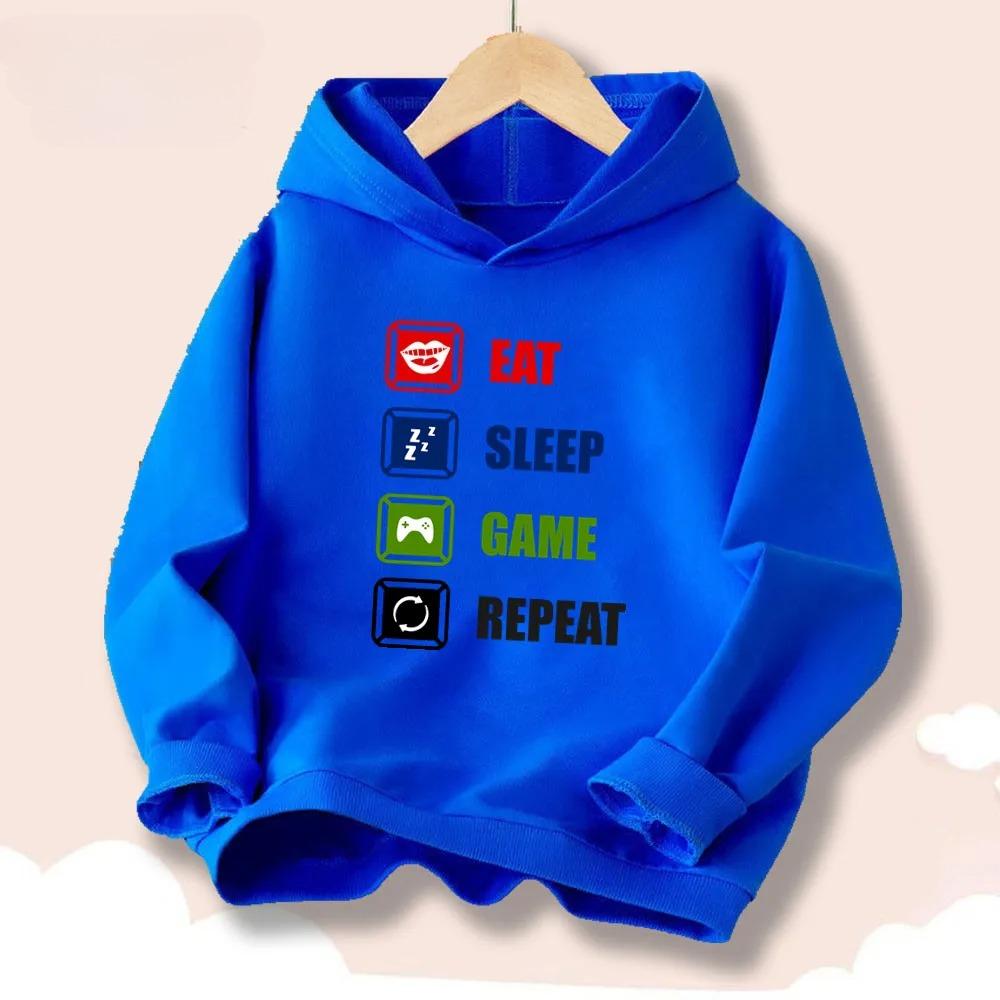 Game Pad Printed Pattern Children's Spring and Autumn Hooded Sweatshirt Outdoor Casual Fashion Warm Sweatshirt