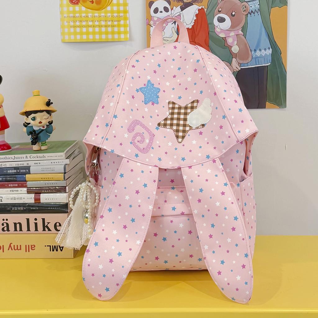School Bag New Polka Dot Bunny Ear Backpack Casual Fresh Cute Backpack for Middle and High School Girls Backpack