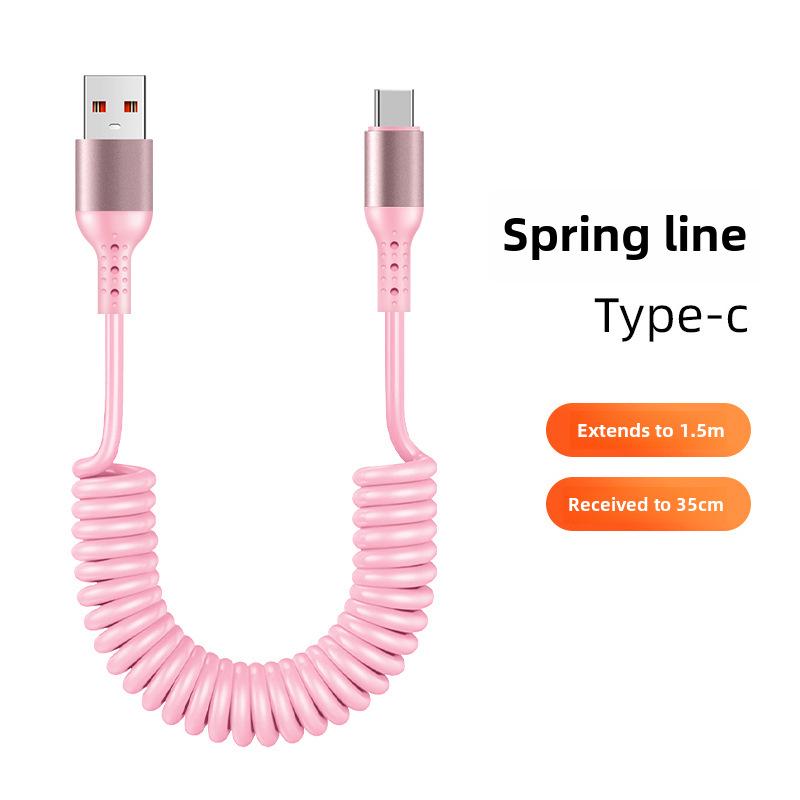 6A Kabel do CarPlay Sprężynowy Wyciskany 6A do Super Szybkiego Ładowania, Kompatybilny z Urządzeniami Huawei i Apple 14.