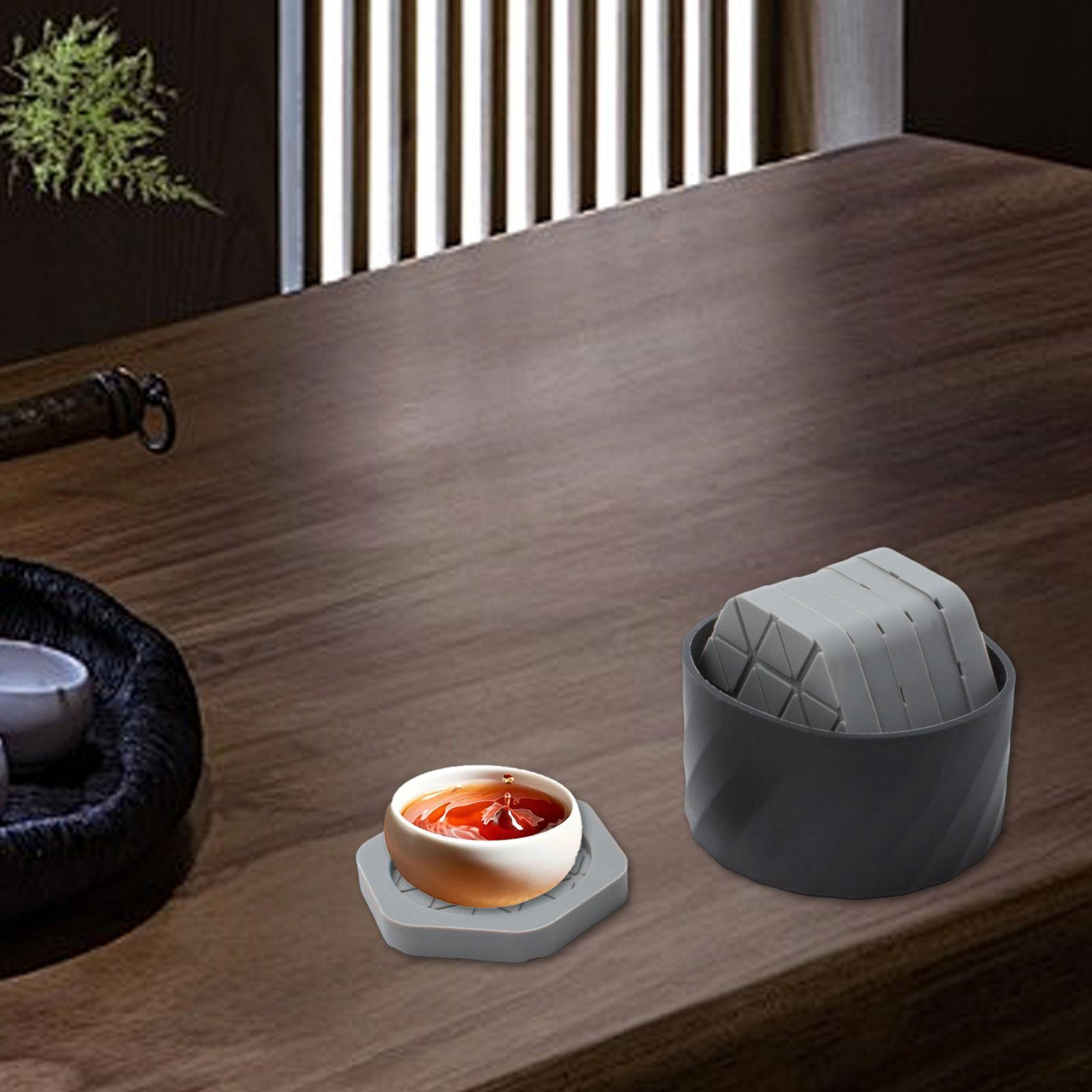 

6 штук Подставок для напитков Изоляционные коврики Нескользящий силиконовый набор Чашка серый