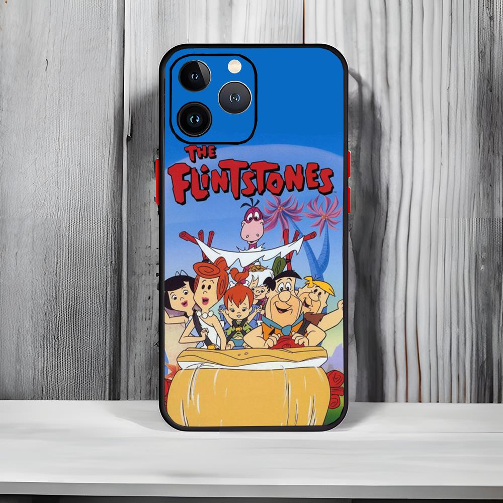 Classic Cartoon The F-Flintstones Phone Case Black Matte Thin Phone Case For iPhone17 16 15 14 13 ProMax