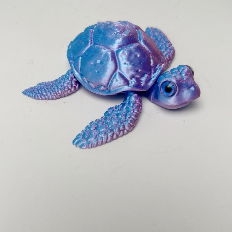 3D Printed Turtle Model Ornament Creative Collectible Movable Simulation Eyes Toy Holiday Gift Multi-Jointed Poseable Decoration
