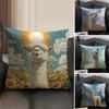 Alpaca Cute Cushion Cover Natural Linen Organic Fabric DoubleSided Printing Sofa Home Decor Gift Pillow Case