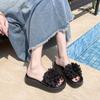 Fashion Flower Slippers Women Summer Platform Shoes Shale Female Beach Low Slides Pantofle Sabot 2025 Fabric Rome Hoof Heels Scandals Ru
