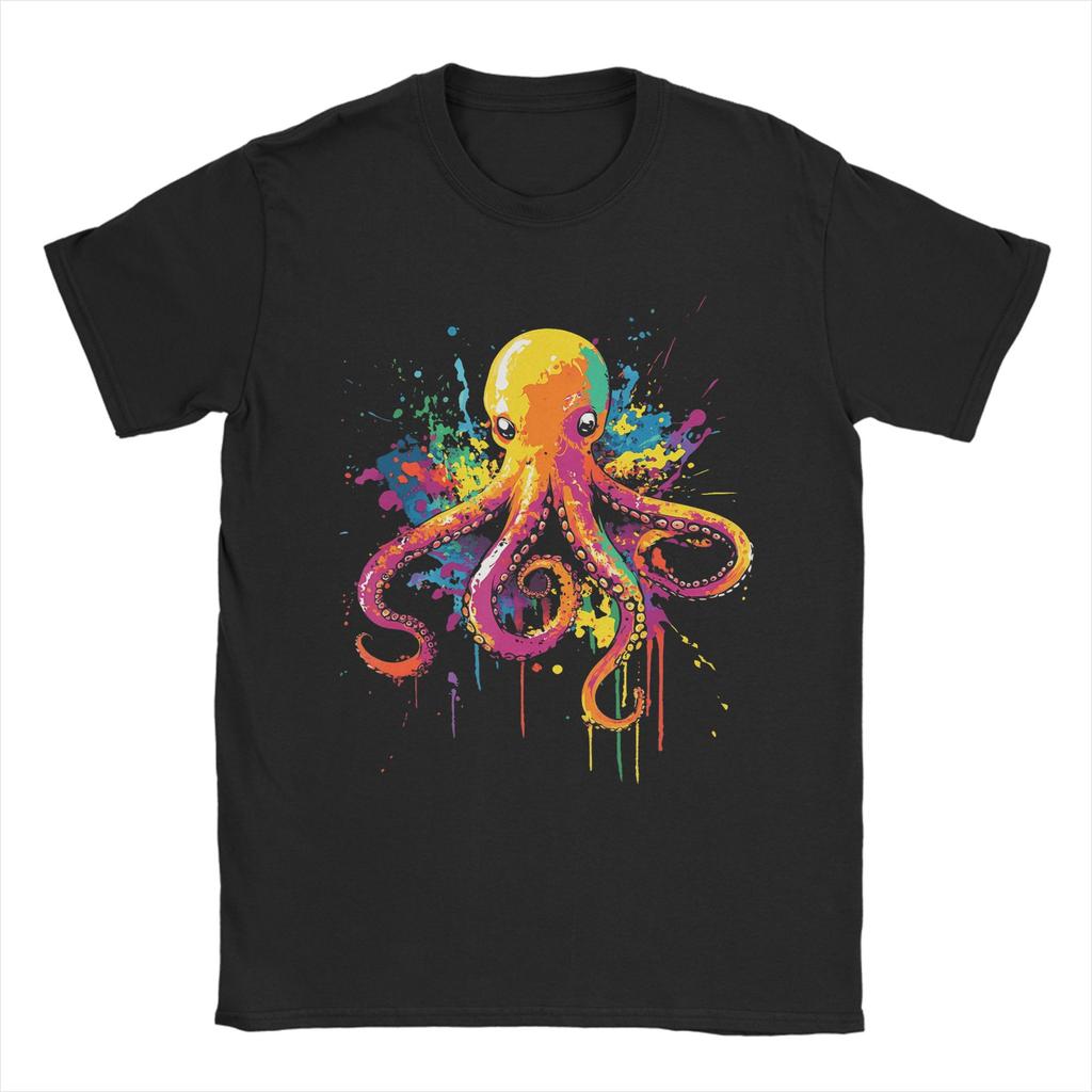 Octopus Colorful Scuba Dive TShirt Beach 100 Cotton TShirts For Couple Hip Hop Casual Tee Shirt Short Sleeve Vintage Tees