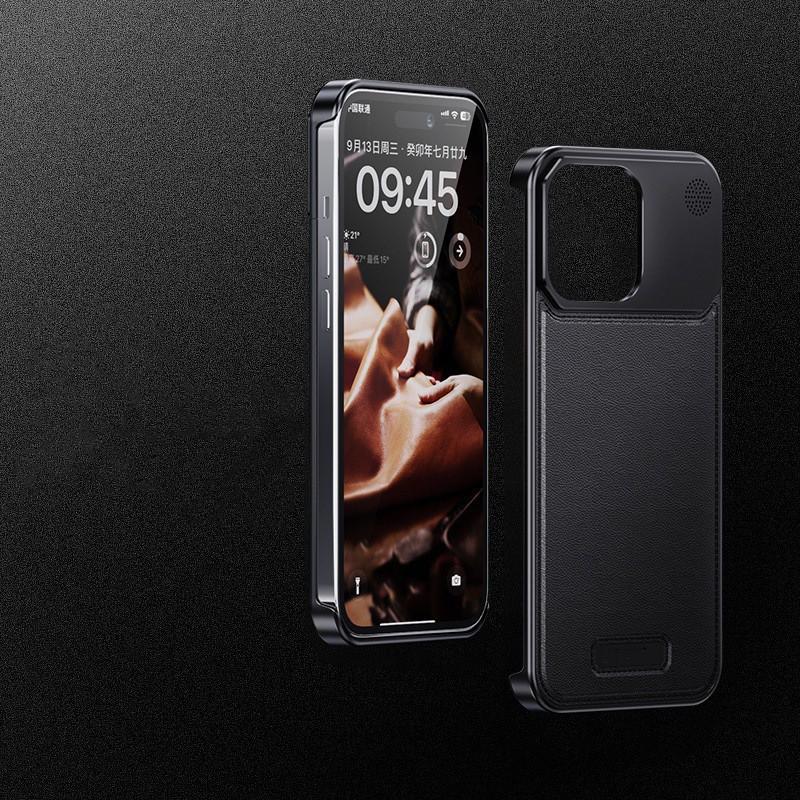 Magnetic Leather Aluminum Phone Case IPhone 16 15 14 With Fragrance Insert Shockproof Full Coverage