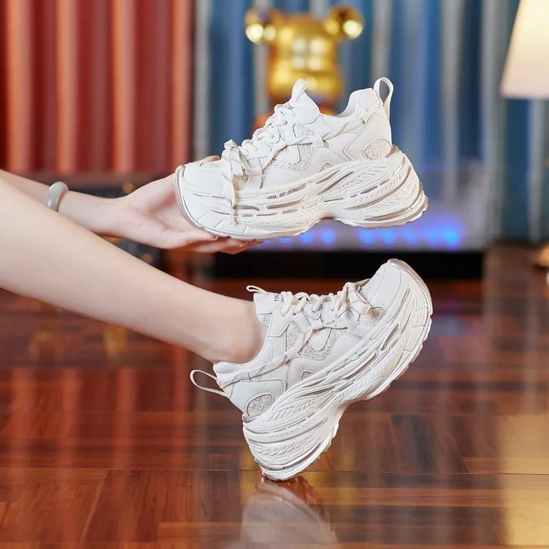 Fashion 8cm New Air Mesh Breathable Summer Spring Autumn Chunky Sneakers Platform Shoes Women Fashion Sneakers Wedge Women Casual Shoes