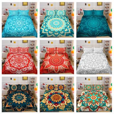 3D Indian Theme Bedding Set Paisley Flower Duvet Cover Pillowcase 2/3 US/UK/EU/AU/DE Full Size Soft Quick Drying Decorative Quilt Cover