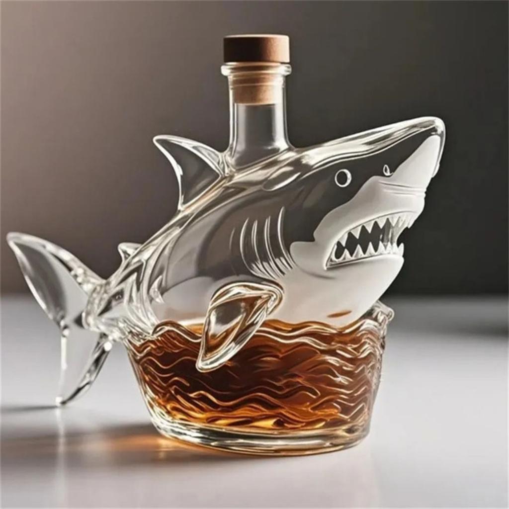 Funny Whiskey Shark Bottle Whiskey Decanter Unique Whiskey Shark Glass Decanter Funny Whiskey Bottle Gift For Men Home Bar Decor