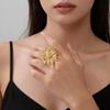 Daisy Flower Open Ring for Women Stainless Steel Gold Waterproof Finger Rings Bohemian Jewelry Wedding Gifts