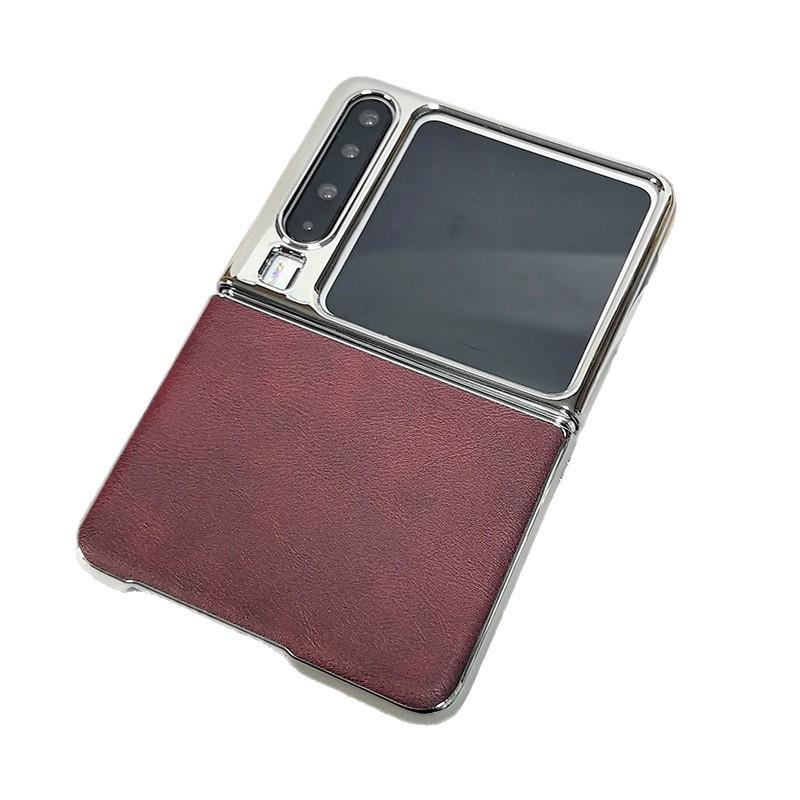 Suitable for Huawei Pura X Mobile Phone Case and Film Integrated Fine Hole Electroplating Silver Edge Cow Leather Protective Case Ultra-thin and High-