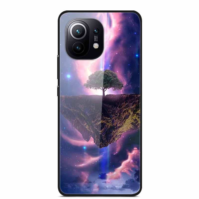 Glass Back Cover For Xiaomi 11 Lite 5G NE Case Soft Edge Hard Tempered Glass Case For Xiaomi Mi 11 Lite 5G NE Phone Case Coque