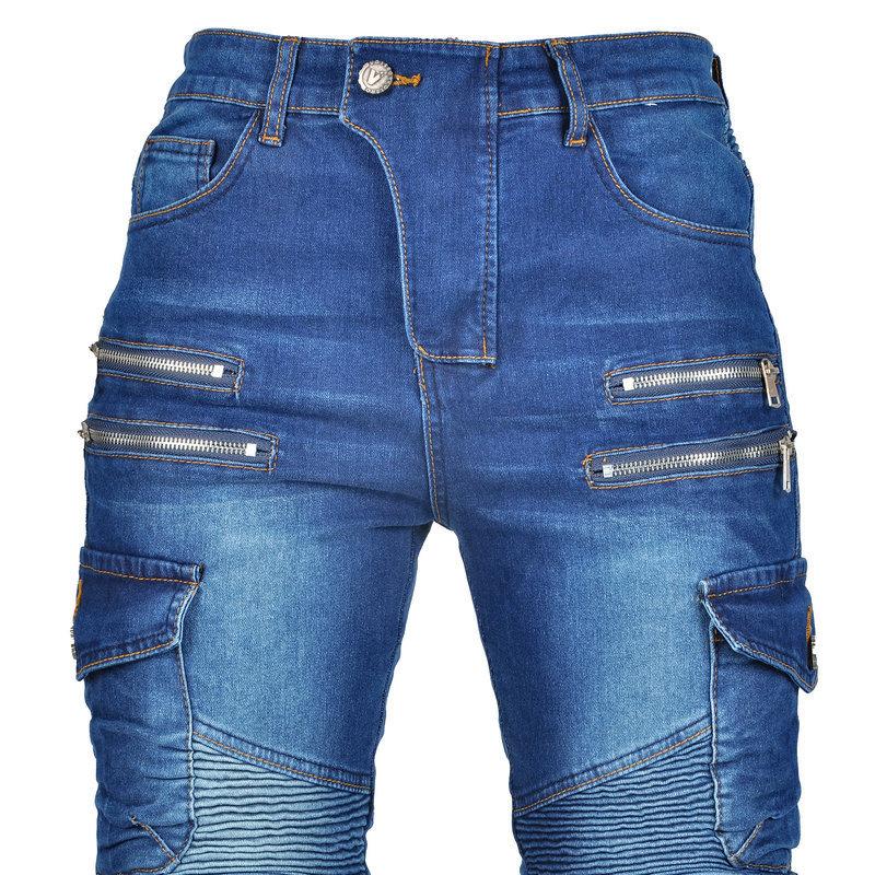 New Double Zipper Metal Style Motocross Moto Trousers Men For Woman Outdoor Riding Jeans With Protective Gear Motorcycle Pants