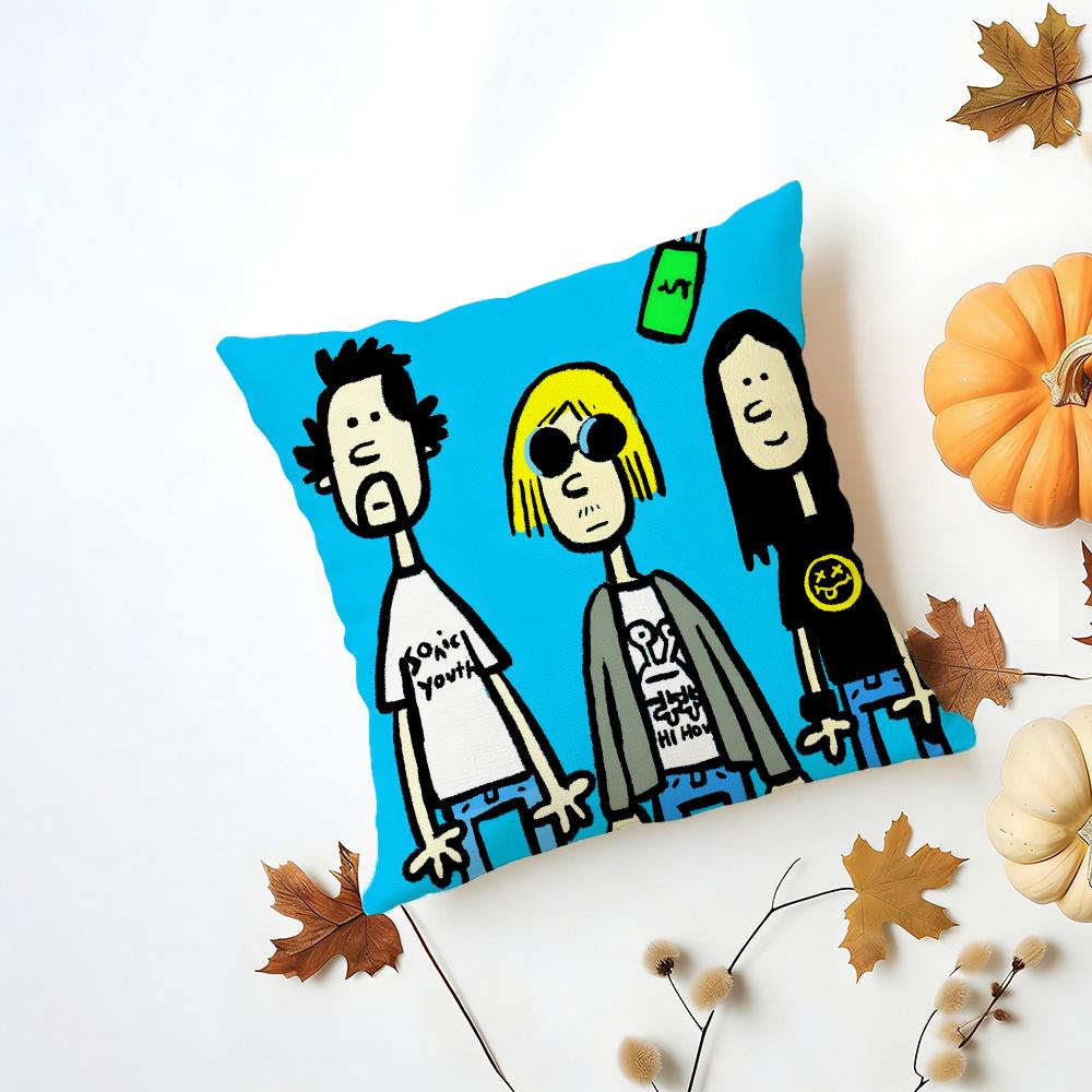 Fashion Raw American Rock Band NNirvana Cushion Cover Washable Linen Pillowcase Soft  for Daily Sofa Bed Home Room Decor