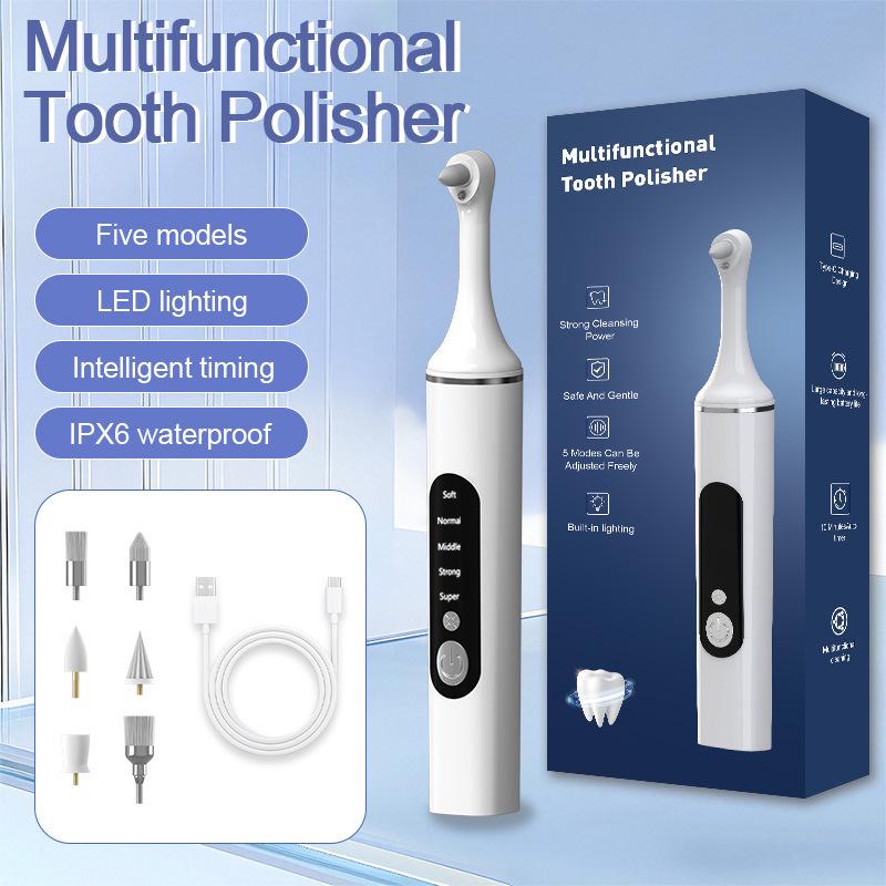 Premium Ultrasonic 5-Speed Electric Dental Scaler & Polisher for Adult Whitening & Stain Removal bianco