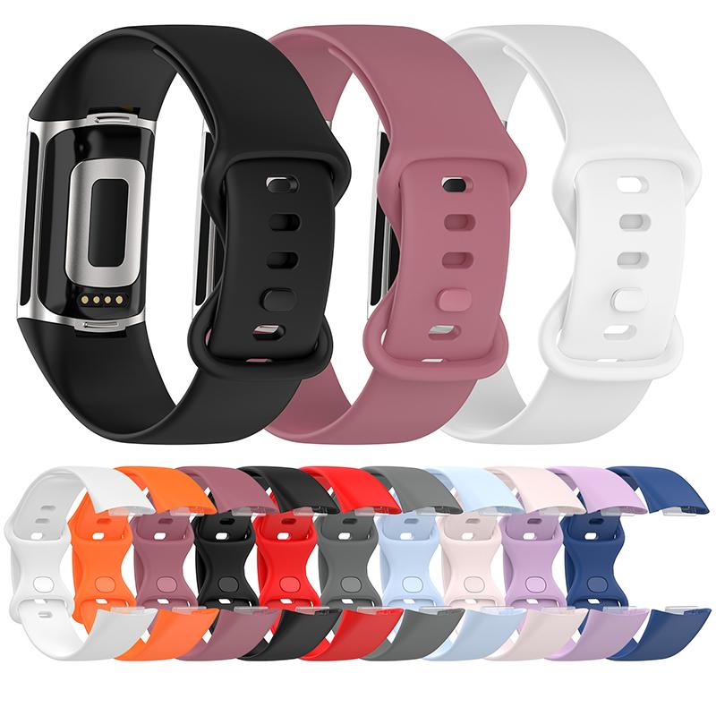 Soft Silicone Watch Band Wristband Sports Bracelet Breathable Strap for Fitbit Charge 6/5 Size: S