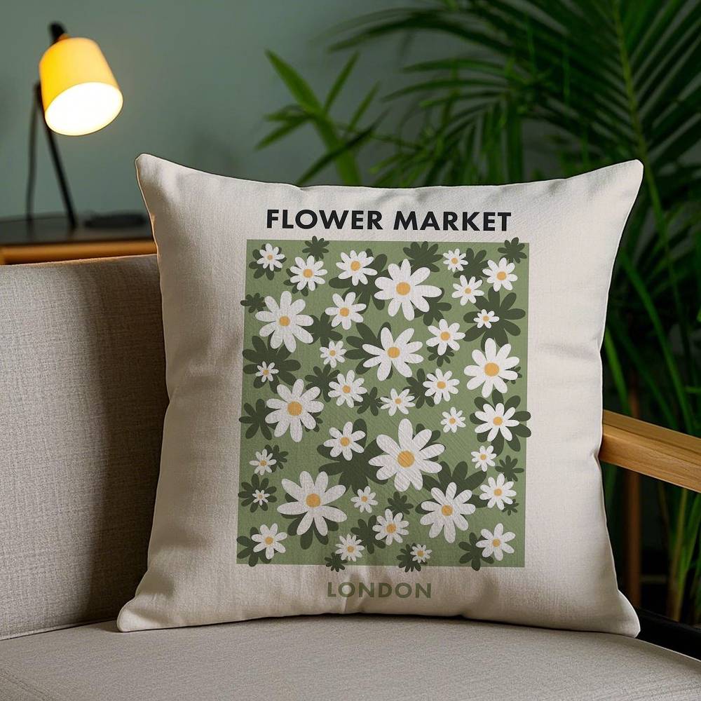 Pillow Case Flower Market Home Dorm Chair Back Short Plush Double-sided Printing Office Nap Time Cushion Cover