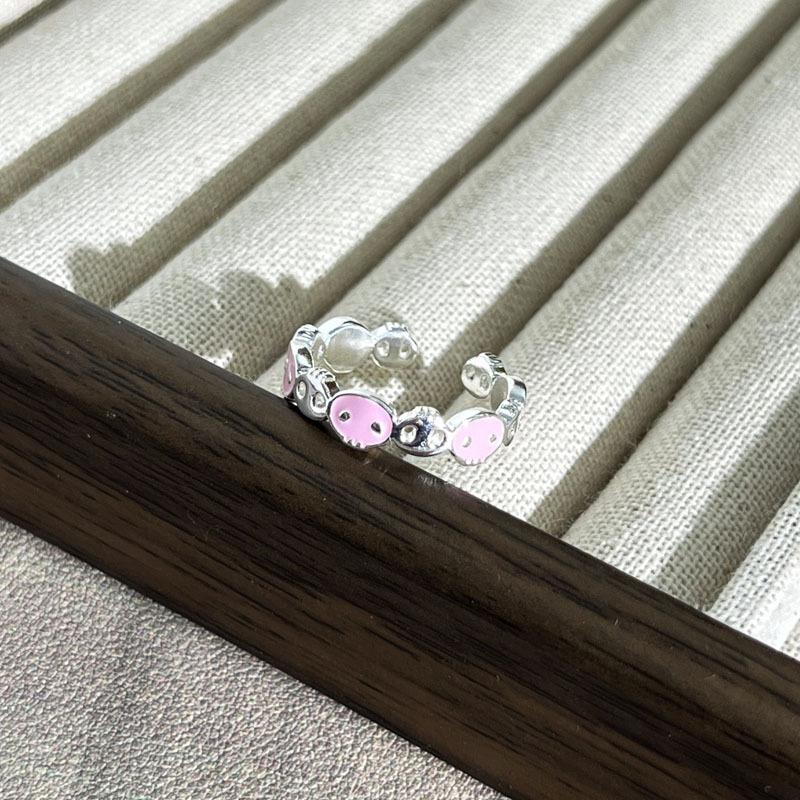 

2026 Romantic Winter Series Snowflake Enamel Color Light Luxury Ring Female Niche Cold Wind Kitten Puppy Couple Ring Tide Resizable