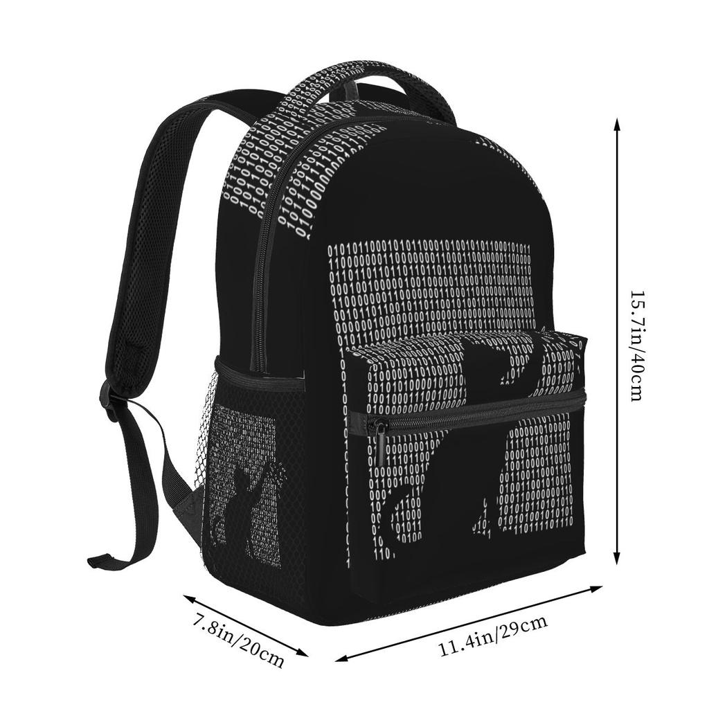 Funny Cool Binary And Cat Design Print Student Backpack School Bag Hiking Travel Daypack for Men Women Bookbag Shoulder Bags