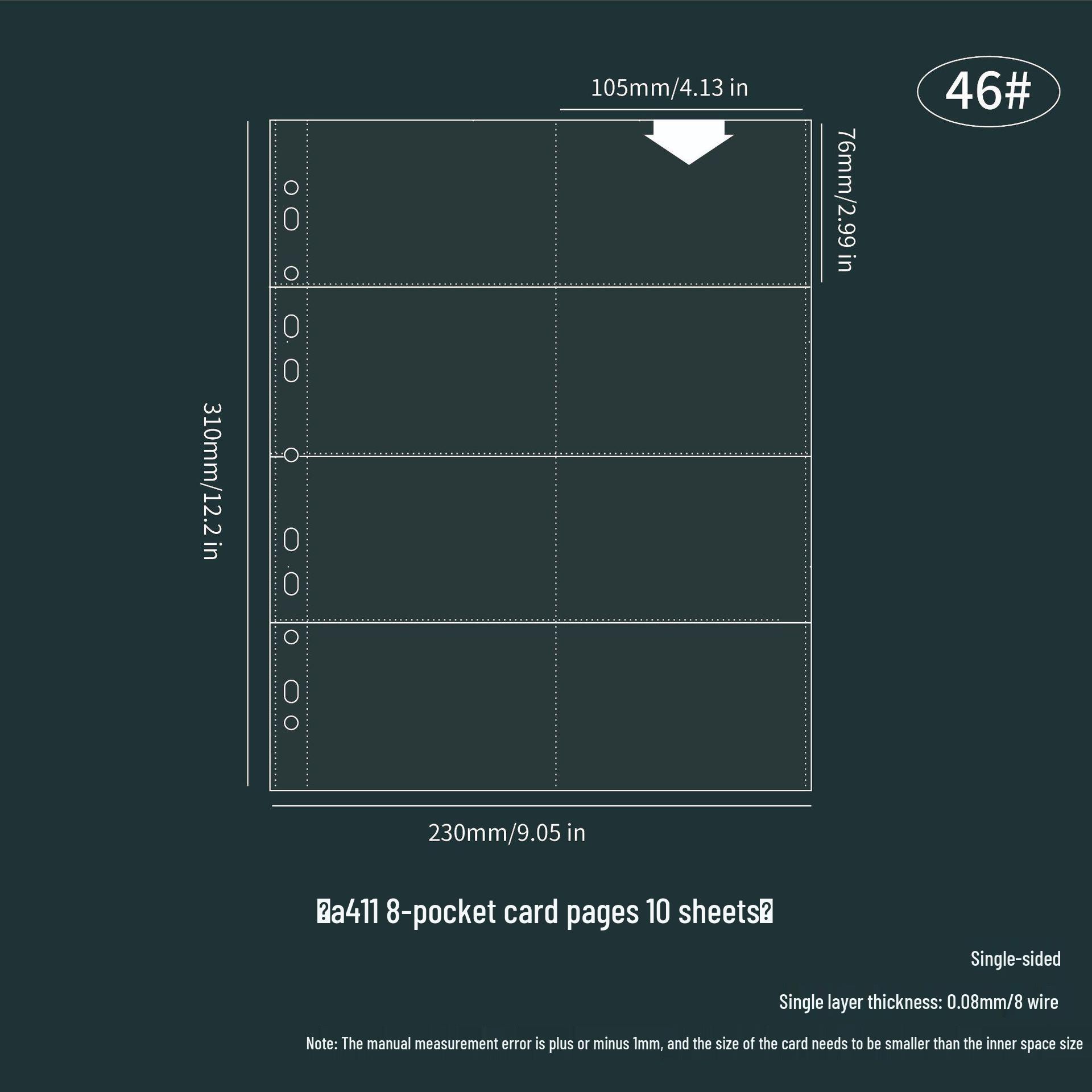 A4 Card Album Refill Pages for Banknote, Stamp, Card, Slogan  Ticket Collection - Transparent Loose-Leaf Storage Pages.