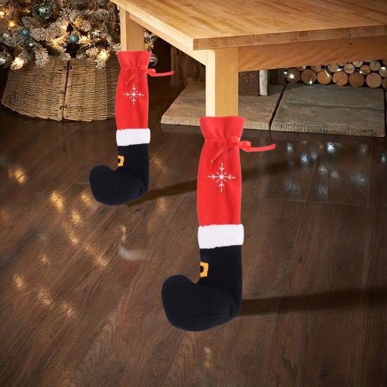 Christmas Chair Leg Covers Cartoon Table Chair Leg Socks Non-slip Furniture Protective Cover for Xmas Home Kitchen Dining Room Decor