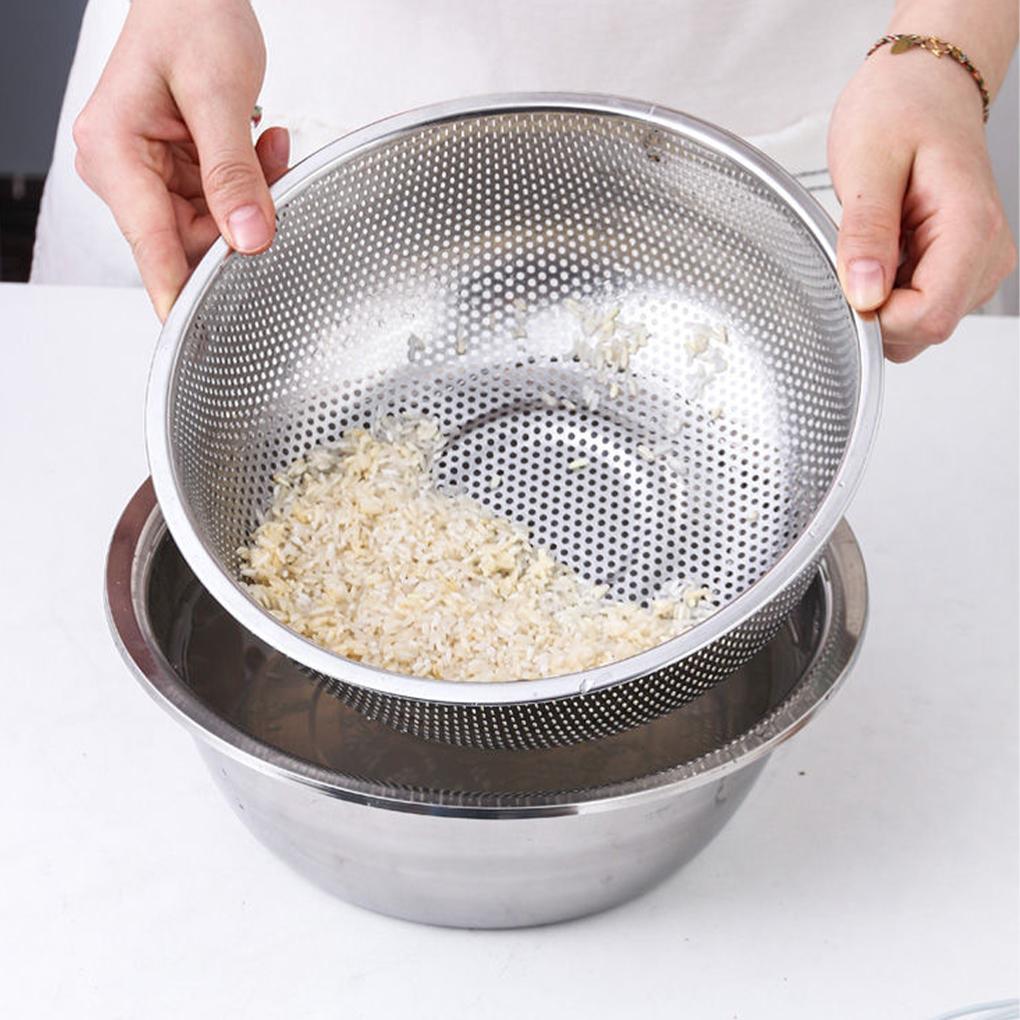 Silberner Küchenkorb aus Edelstahl zum Waschen von Gemüse, Obst und Gemüse, Abflusskorb für die Waschmaschine