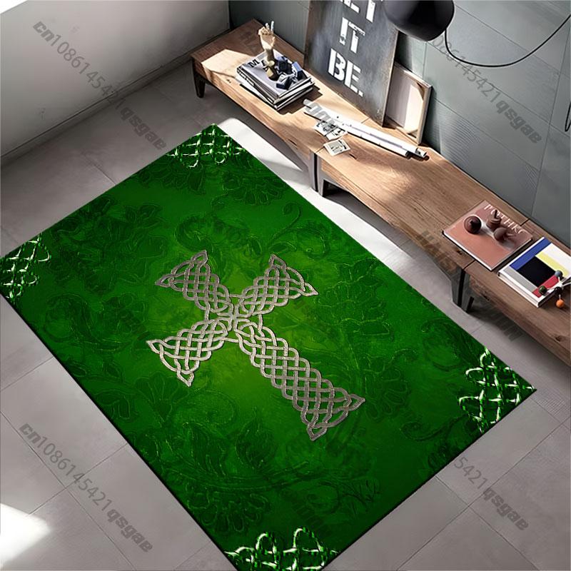 Celtic cross spiritual design green carpet Yoga living room room decor children's crawling mat doormat area rug games mat