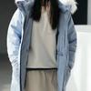 New Balance Down Jackets Women's Blue Hooded Moderate Parka Down Jacket 5PC44432-LBL