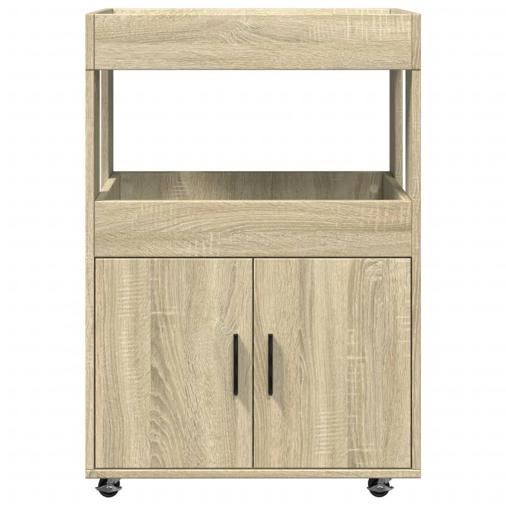 Bar Cart In Sonoma Oak Finish 60 X 39.5 X 89 Cm Engineered Wood