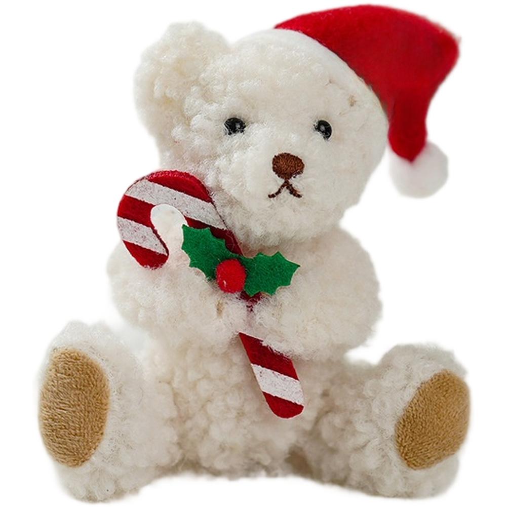 For Desktop Display Plush Bear Decor Christmas Celebration Adorable Plush Bear Ornament Festive Home Decoration