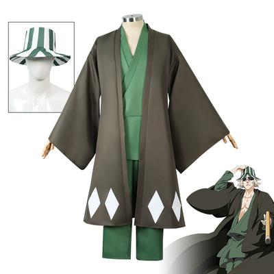 Anime BLEACH Urahara Kisuke Cosplay Halloween Karneval Party Muži Ženy Černé Kimono Kalhoty Oblečení