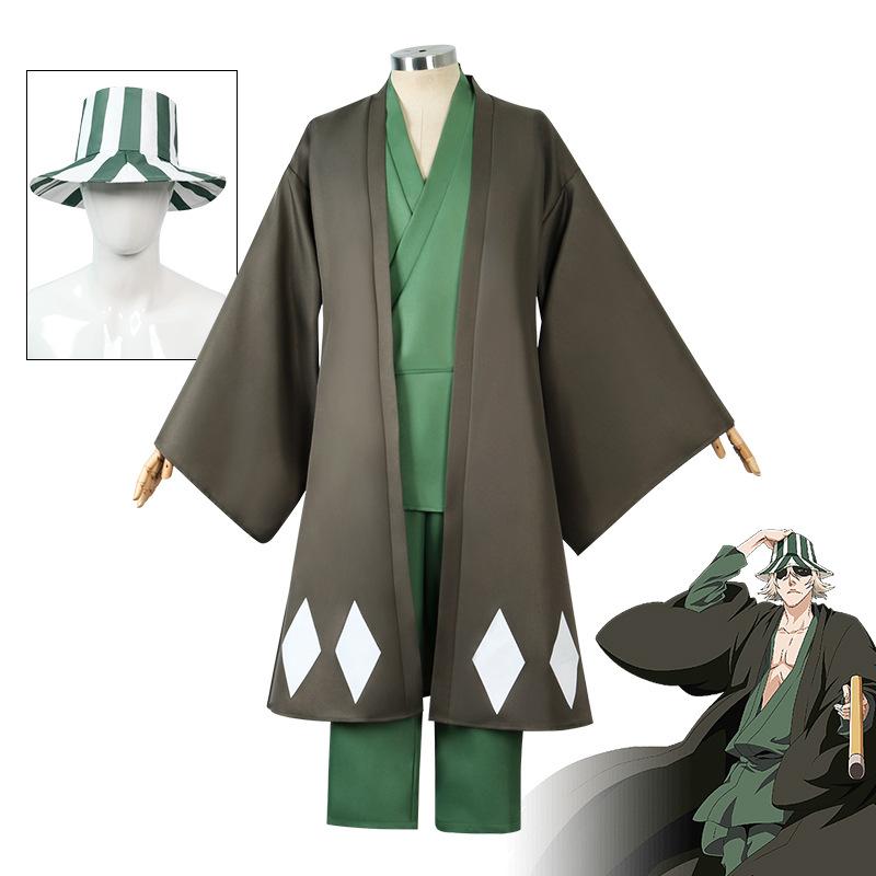 Bleach Anime Cosplay Urahara Kisuke Costume Men Green Outfits Halloween Party