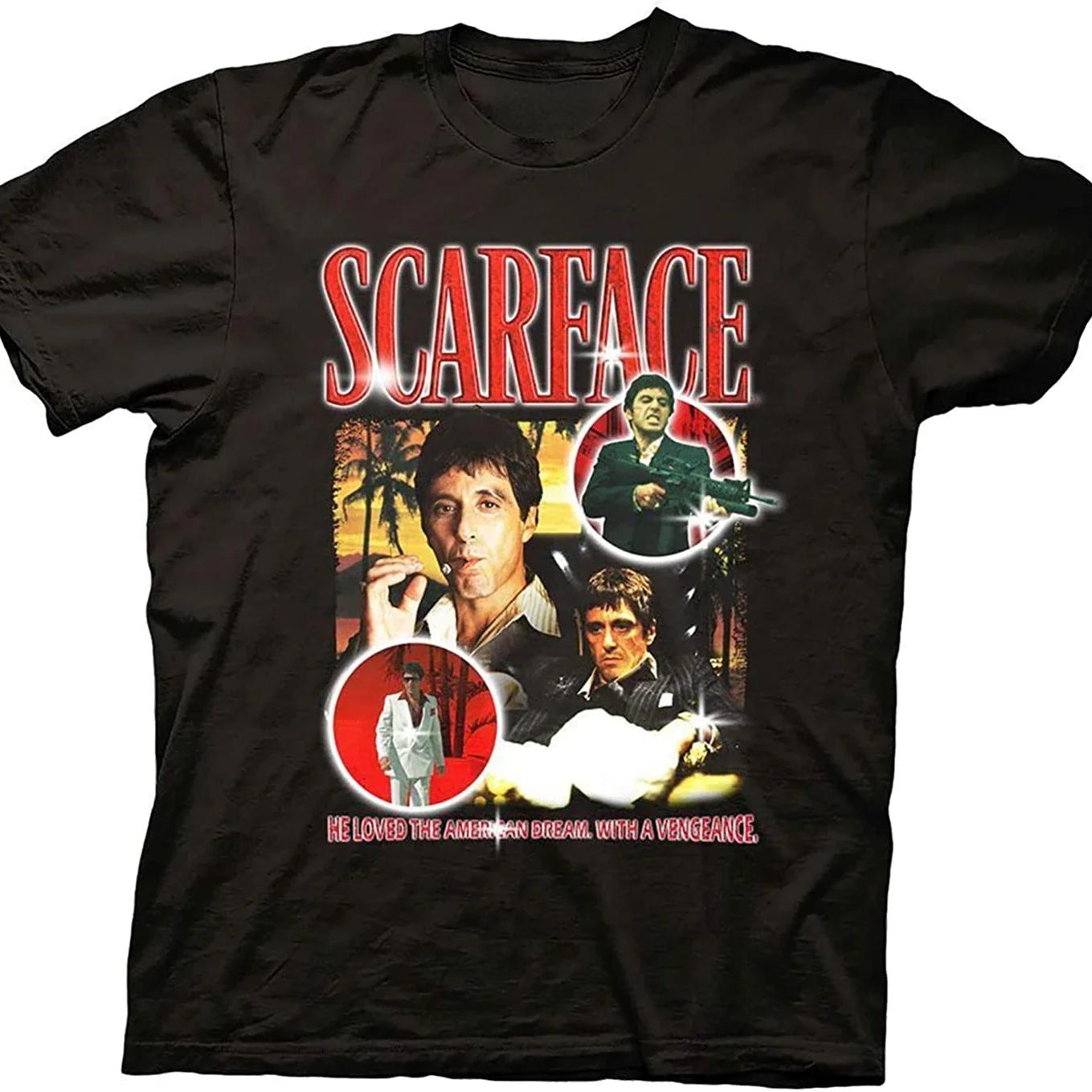 

Classic Gang Crime Movie Scarface Tony Montana T Shirt New 100% Cotton Short Sleeve O-Neck T-shirt Casual Mens Top - Men s Su... S разноцветный