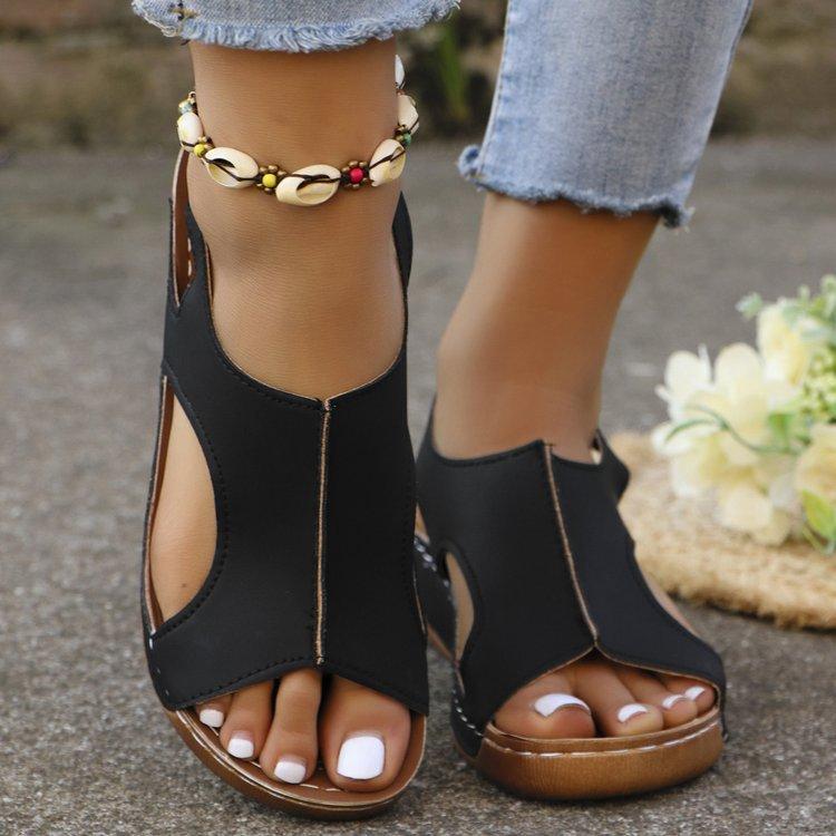 

Comfortable wedge heels for women s shoes outside, simple sandals for slippers 36 чорний